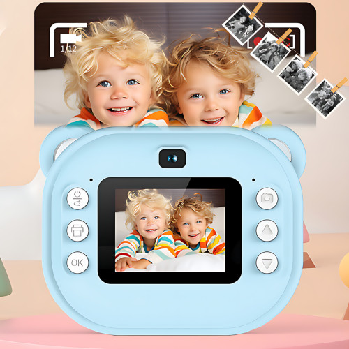 Детская цифровая камера мгновенной печати Children's Printing Camera Y600, 2 камеры, детская камера, розовый Голубой - фото 8