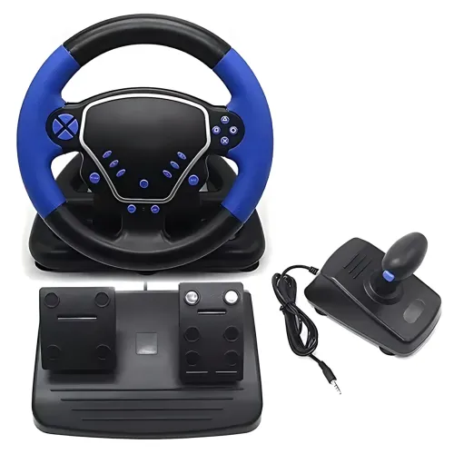 Перегонове ігрове кермо-джойстик Vibro Driver Wheel з вібровіддачею, педалями газу/тормозу та КПП 4 в 1 - фото 2