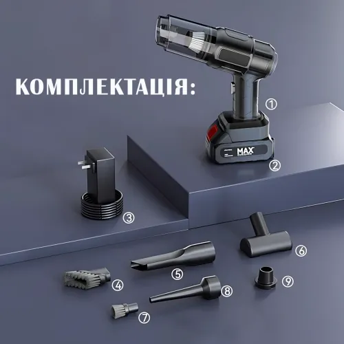 Бездротовий автомобільний ручний пилосос із насадками й акумулятором Dust Collector AND904 - фото 8