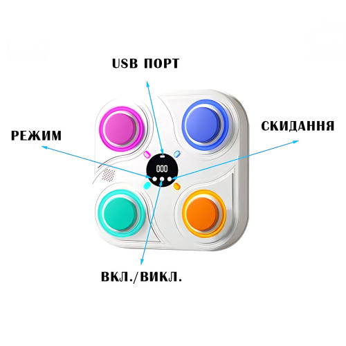 Тренажер для бокса с музыкой и RGB подсветкой, интерактивная мишень Boxing target 33 см, голубой - фото 3