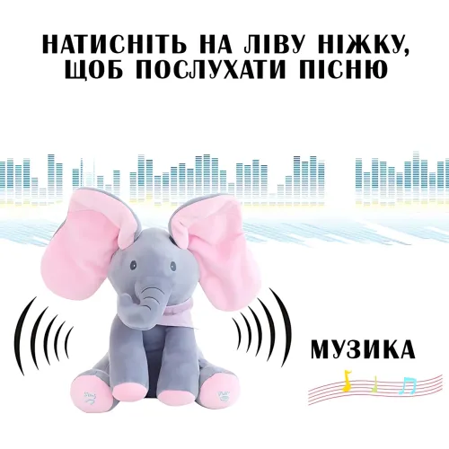 Інтерактивна плюшева іграшка AND HA-161, що говорить Слон, що грає в хованки, бавить вушками - фото 8