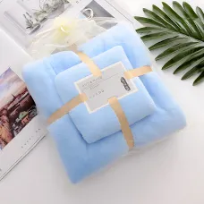 Набір 2 флісових рушників Мрія Towel blanket  AND 521-2415, лазне 145х80 см, для обличчя 75х35 см Блакитний