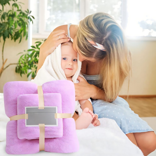 Набор 2 флисовых полотенец Мечта Towel blanket  AND 521-2415, банное 145х80 см, для лица 75х35 см Фиолетовый - фото 8