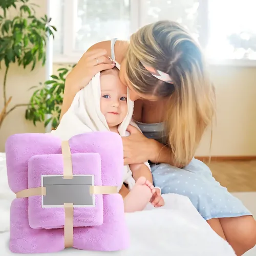 Набір 2 флісових рушників Мрія Towel blanket  AND 521-2415, лазне 145х80 см, для обличчя 75х35 см Фіолетовий - фото 2