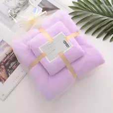 Набір 2 флісових рушників Мрія Towel blanket  AND 521-2415, лазне 145х80 см, для обличчя 75х35 см Фіолетовий