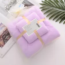 Набір 2 флісових рушників Мрія Towel blanket  AND 521-2415, лазне 145х80 см, для обличчя 75х35 см Фіолетовий