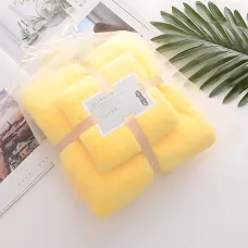 Набір 2 флісових рушників Мрія Towel blanket  AND 521-2415, лазне 145х80 см, для обличчя 75х35 см Жовтий
