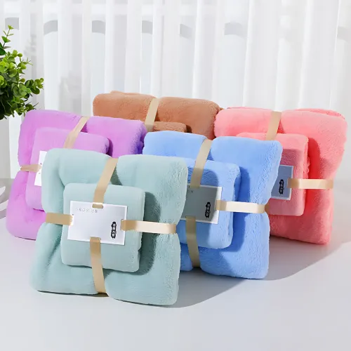 Набір 2 флісових рушників Мрія Towel blanket  AND 521-2415, лазне 145х80 см, для обличчя 75х35 см Зелений - фото 9