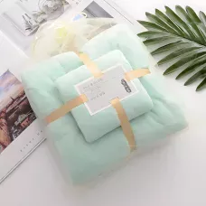 Набір 2 флісових рушників Мрія Towel blanket  AND 521-2415, лазне 145х80 см, для обличчя 75х35 см Зелений