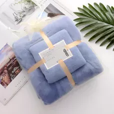Набір 2 флісових рушників Мрія Towel blanket  AND 521-2415, лазне 145х80 см, для обличчя 75х35 см Синій