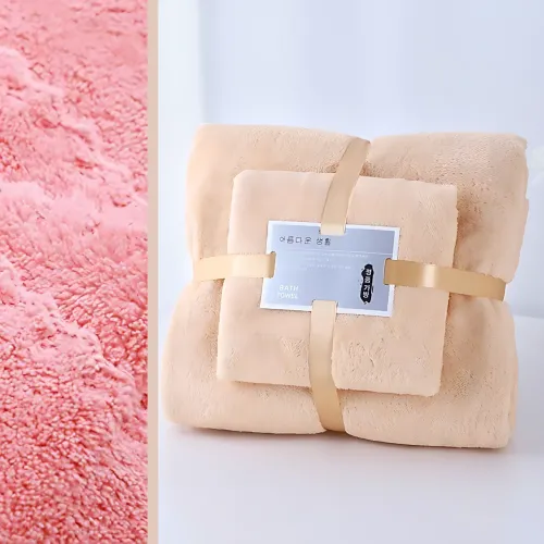 Набір 2 флісових рушників Мрія Towel blanket  AND 521-2415, лазне 145х80 см, для обличчя 75х35 см Бежевий - фото 2