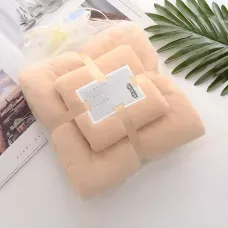 Набір 2 флісових рушників Мрія Towel blanket  AND 521-2415, лазне 145х80 см, для обличчя 75х35 см Бежевий