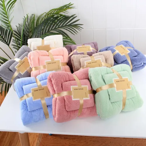 Набір 2 флісових рушників Мрія Towel blanket  AND 521-2415, лазне 145х80 см, для обличчя 75х35 см Бордовий - фото 10