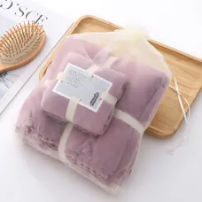 Набір 2 флісових рушників Мрія Towel blanket  AND 521-2415, лазне 145х80 см, для обличчя 75х35 см Бордовий