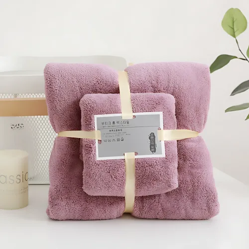 Набір 2 флісових рушників Мрія Towel blanket  AND 521-2415, лазне 145х80 см, для обличчя 75х35 см Бордовий - фото 2