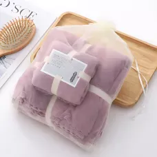 Набір 2 флісових рушників Мрія Towel blanket  AND 521-2415, лазне 145х80 см, для обличчя 75х35 см Бордовий