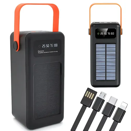 Повербанк AND YM-635CX на сонячній батареї 50000 mAh з USB і вбудованими кабелями Чорний - фото 7