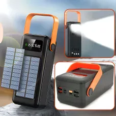 Повербанк AND YM-635CX на сонячній батареї 50000 mAh з USB і вбудованими кабелями Чорний