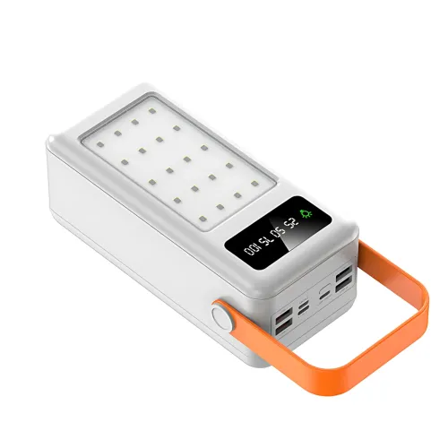 Power Bank AND YM-638 CX на сонячній батареї 100000 mAh з USB і вбудованими кабелями Білий - фото 5