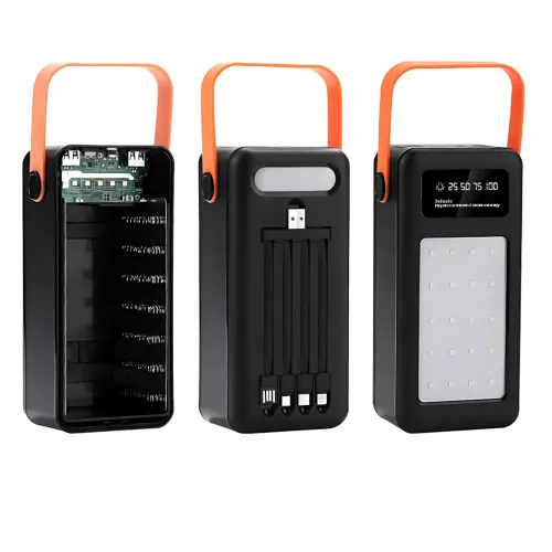 Портативне зарядне AND YM-639CX на сонячній батареї, power bank 120000 mAh з USB і вбудованими кабелями Чорний - фото 3