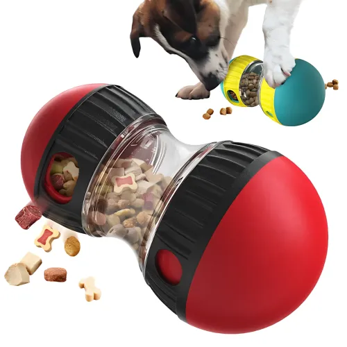 Интерактивная игрушка-кормушка для собак и кошек, Медленный шарик неваляшка AND 1100, диспенсер для корма Красный - фото 5