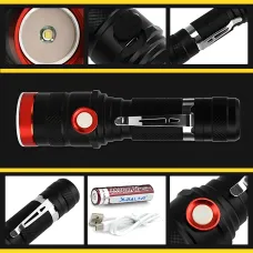 Ліхтарик ручний Bailong X-BAIL BL-736 T6, 1000 Лм — COB LED, Zoom, SOS, до 10 годин роботи, чорний