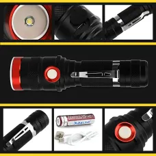 Фонарик ручной Bailong X-BAIL BL-736 T6, 1000 Лм – COB LED, Zoom, SOS, до 10 часов работы, черный