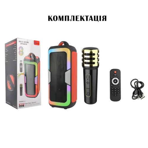 Портативна Bluetooth колонка JQS4407 з мікрофоном та пультом, RGB-підсвічуванням - фото 10