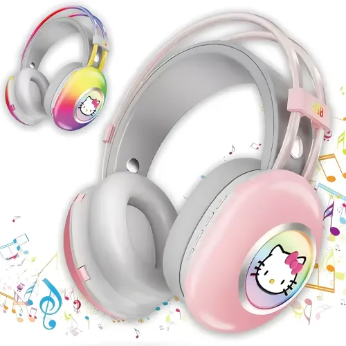 Навушники Bluetooth Hello Kitty PG-706H з RGB підсвічуванням, мікрофоном, підтримкою карт пам'яті - фото 2