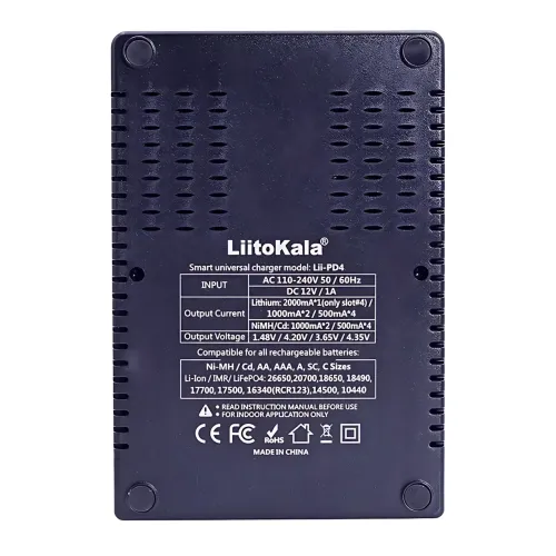 Інтелектуальний зарядний пристрій LiitoKala Lii-PD4 на 4 слоти з LCD-дисплеєм, універсальна сумісність - фото 7