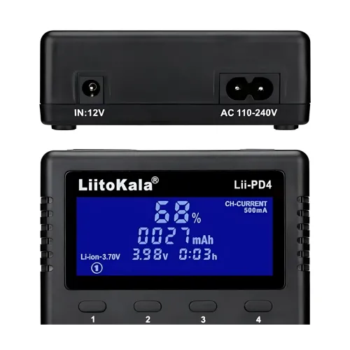 Інтелектуальний зарядний пристрій LiitoKala Lii-PD4 на 4 слоти з LCD-дисплеєм, універсальна сумісність - фото 6