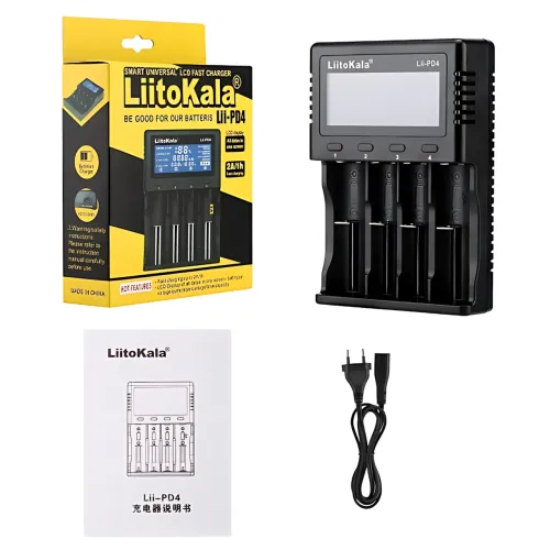 Інтелектуальний зарядний пристрій LiitoKala Lii-PD4 на 4 слоти з LCD-дисплеєм, універсальна сумісність - фото 10