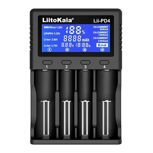 Интеллектуальное зарядное устройство LiitoKala Lii-PD4 на 4 слота, с LCD дисплеем, универсальная совместимость - фото 2