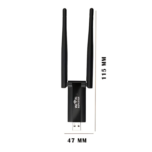 USB WiFi ретранслятор с двумя антеннами, скоростью до 300 Мбит/с, 20 м покрытия
