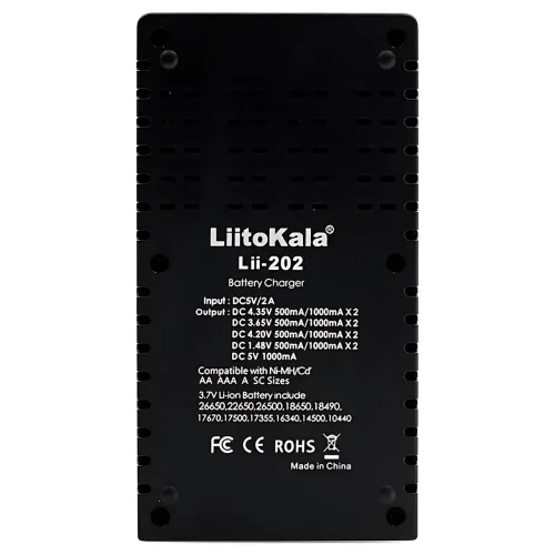 Розумний зарядний пристрій LiitoKala Lii-202 з Power Bank, для всіх типів акумуляторів: 18650, AA, AAA, Li-Ion - фото 6
