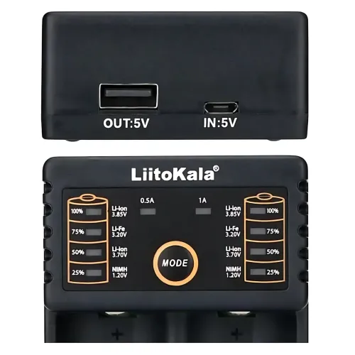 Розумний зарядний пристрій LiitoKala Lii-202 з Power Bank, для всіх типів акумуляторів: 18650, AA, AAA, Li-Ion - фото 5