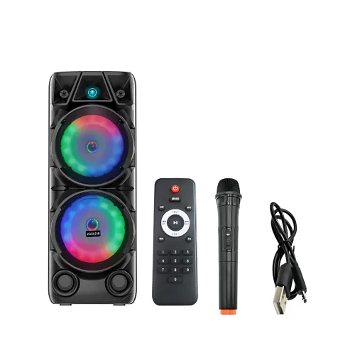 Портативна акустична система, музична Bluetooth колонка ZQS8210 з пультом і мікрофоном, на колесах - фото 9