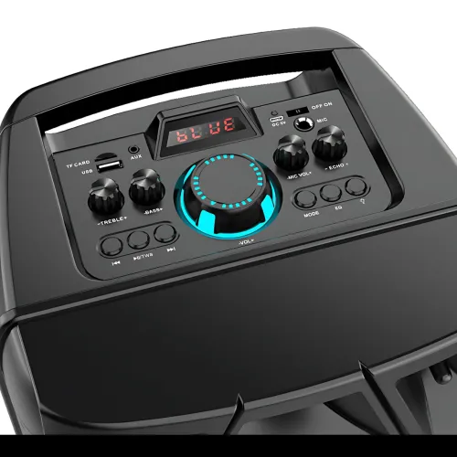Портативна акустична система, музична Bluetooth колонка ZQS8210 з пультом і мікрофоном, на колесах - фото 5