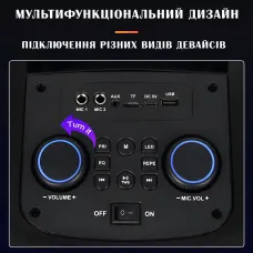 Портативная колонка SING-E ZQS8255 с караоке, Bluetooth, 40 Вт, 12'' динамик, RGB-подсветка, FM-радио