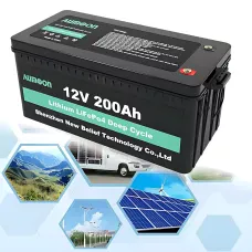 Акумуляторна батарея AUMOON LiFePO4 12.8 В 200 А·год 2.56 кВт з Bluetooth і BMS для ДБЖ і сонячних систем