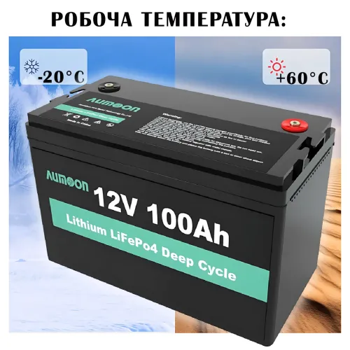 Літій-залізо-фосфатний акумулятор ENERSUN LiFePO4 12.8 В 100 А·год з BMS, 1.28 кВт, для ДБЖ AUMOON - фото 5