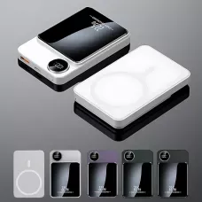 Магнітна бездротова зарядка, PowerBank Q9 10000 mAh з технологією MagSafe, дисплей з індикацією заряду Білий