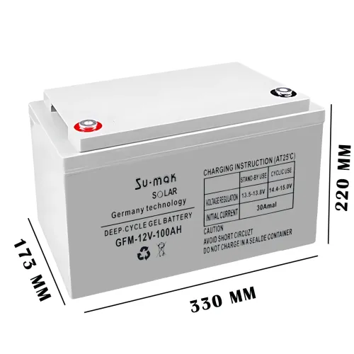 Акумулятор гелевий SU-MAK GEL Battery 100 Ah 12 V, офіційний тяговий акб, для solar панелей GFM100 - фото 6