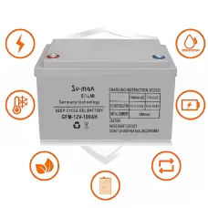 Аккумулятор гелевый SU-MAK GEL Battery 100 Ah 12 V, официальный тяговый акб, для solar панелей GFM100