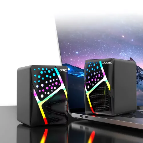 Колонки для PC 2.0 USB Jedel S-527, компактная акустическая настольная система для ПК, 6 Вт с подсветкой - фото 8