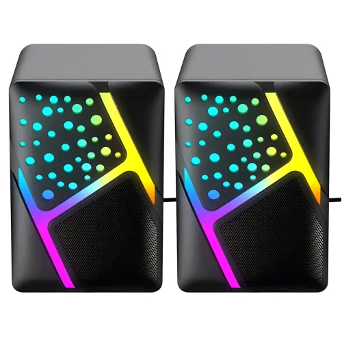 Колонки для PC 2.0 USB Jedel S-527, компактная акустическая настольная система для ПК, 6 Вт с подсветкой - фото 4