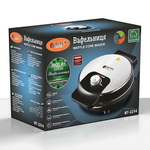 Вафельница электрическая BITEK BT-2214, 3000 Вт, с антипригарным покрытием, световые индикаторы - фото 5