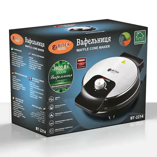 Вафельниця електрична BITEK BT-2214, 3000 Вт, з антипригарним покриттям, світлові індикатори - фото 10