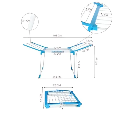 Складана сушарка для білизни Clothes dryer з тримачами для дрібних речей, 168 х 62 х 97 см, до 15 кг, - фото 8