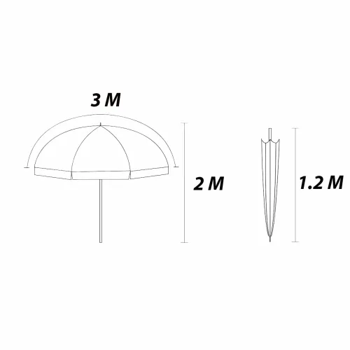 Торгова парасолька 3 м з клапаном, 16 спиць, пляжна садова однотонна парасолька (синій) Червоний - фото 7